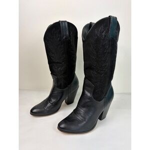 Miranda Lambert Bling Cowboy Boots 5.5 M Black Studded Western Glam Boho Party